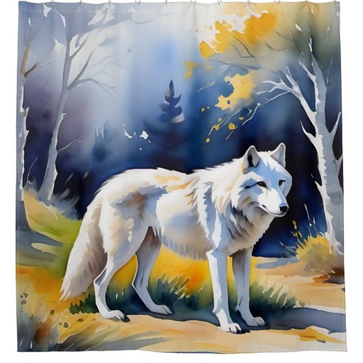 Ein Wolf in einem Aquarell Duschvorhang (Vorderseite)