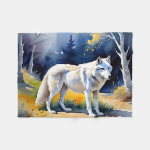 Ein Wolf in einem Aquarell Fleecedecke