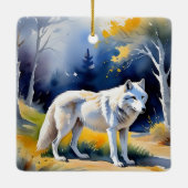 Ein Wolf in einem Aquarell Keramikornament (Rückseite)
