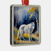 Ein Wolf in einem Aquarell Ornament Aus Metall (Rechts)