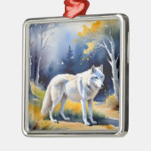 Ein Wolf in einem Aquarell Ornament Aus Metall (Links)