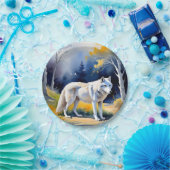 Ein Wolf in einem Aquarell Pappteller (Party)