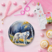 Ein Wolf in einem Aquarell Pappteller (Party)