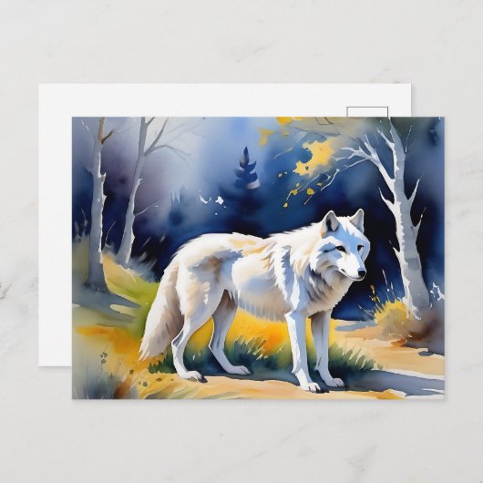 Ein Wolf in einem Aquarell Postkarte (Vorne/Hinten)
