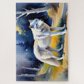 Ein Wolf in einem Aquarell Puzzle (Vertikal)