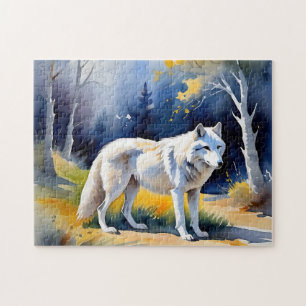 Ein Wolf in einem Aquarell Puzzle