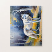 Ein Wolf in einem Aquarell Puzzle (Vertikal)