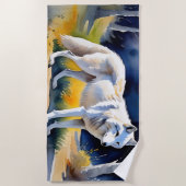 Ein Wolf in einem Aquarell Strandtuch (Vorderseite)