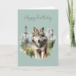 Ein Wolf in einer Wald-Geburtstagskarte #1 Karte