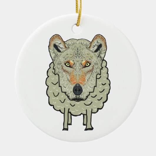 Ein Wolf in Schafsbekleidung Keramik Ornament (Vorne)