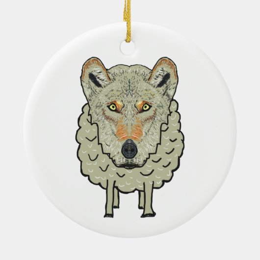 Ein Wolf in Schafsbekleidung Keramik Ornament (Hinten)