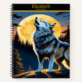 Ein Wolf serenades den Mond in einer ruhigen Nacht Notizblock (Vorderseite)