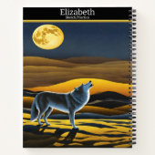 Ein Wolf serenades den Mond in einer ruhigen Nacht Notizblock (Rückseite)