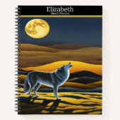 Ein Wolf serenades den Mond in einer ruhigen Nacht Notizblock (Vorderseite)