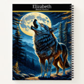 Ein Wolf serenades den Mond unter einem Sternenhim Notizblock (Rückseite)