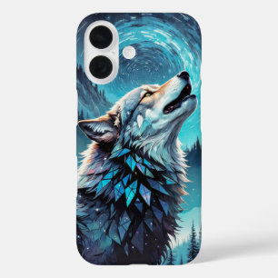 Ein Wolf unter dem Mondbezug iPhone 16 Hülle