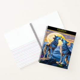 Ein Wolfslied unter dem glühenden Mondlicht in der Notizblock