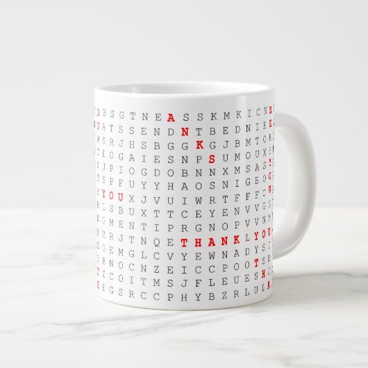 Ein Wort-Puzzle suchen Dankeschön Jumbo-Tasse (Vorderseite Rechts)