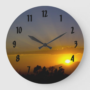 EIN WOW! Sonnenuntergang Große Wanduhr