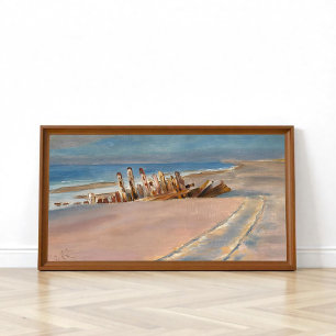 Ein Wrack auf Skagen Nordstrand, P.S. Krøyer Art Poster