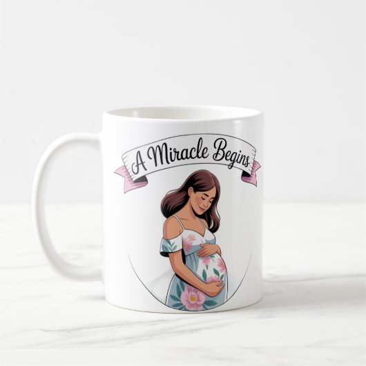 Ein Wunder beginnt Schwangerschaft Kaffeetasse (Links)