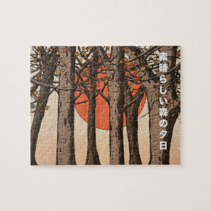 Ein wunderbarer Waldsonnenuntergang Puzzle