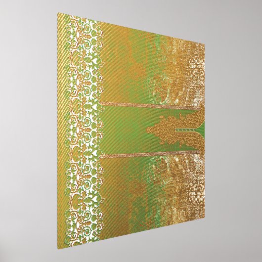 Ein wunderschön gestalteter indischer Schal in Grü Foliendrucke (Ablage )