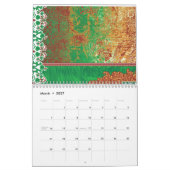 Ein wunderschön gestalteter indischer Schal in Grü Kalender (Mär 2027)