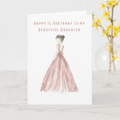 Ein wunderschön handgezapftes rosa Kleid Happy 16. Karte (Gelbe Blume)