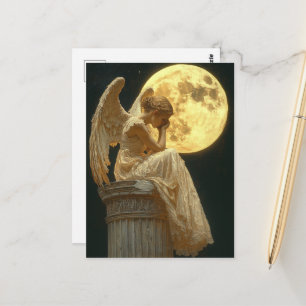 Ein wunderschöner Engel und der Mond Postkarte