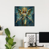 Ein wunderschöner Gold- und Türkis-Engel Poster (Heimbüro)