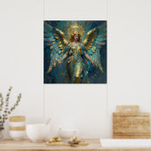 Ein wunderschöner Gold- und Türkis-Engel Poster (Küche)