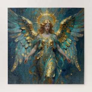 Ein wunderschöner Gold- und Türkis-Engel Puzzle