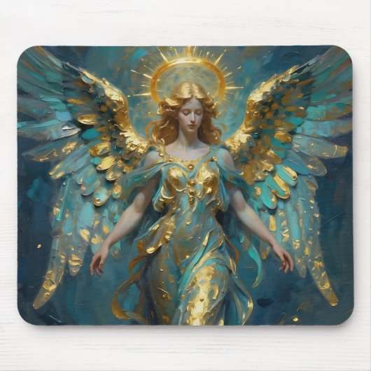 Ein wunderschöner goldener und türkisfarbener Enge Mousepad (Vorne)