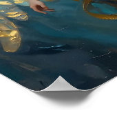 Ein wunderschöner goldener und türkisfarbener Enge Poster (Ecke)