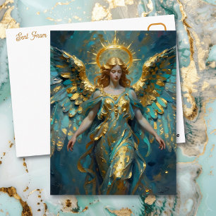 Ein wunderschöner goldener und türkisfarbener Enge Postkarte