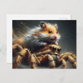 Ein wunderschöner Hamster mit Riesenspinne Postkarte (Vorne/Hinten)