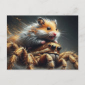 Ein wunderschöner Hamster mit Riesenspinne Postkarte (Vorderseite)