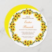 Ein wunderschöner Kranz mit Sonnenblumen, Öster-Zw Einladung (Vorne/Hinten)