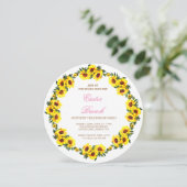 Ein wunderschöner Kranz mit Sonnenblumen, Öster-Zw Einladung (Stehend Vorderseite)