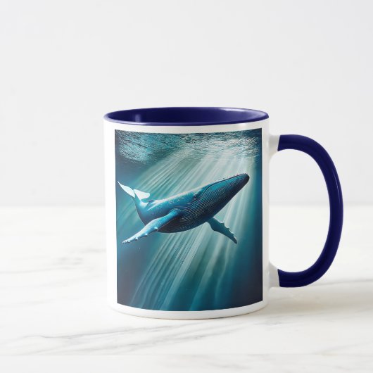 Ein wunderschöner, majestätischer Blauwal. Tasse (Rechts)