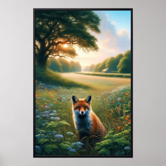 Ein wunderschöner Rotfuchs mit Wasserfarbe bei Son Poster (Vorne)
