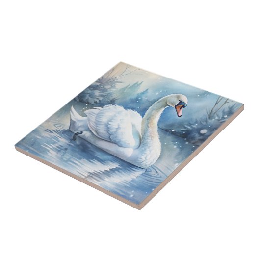 Ein wunderschöner Schwan Fliese (Seite)