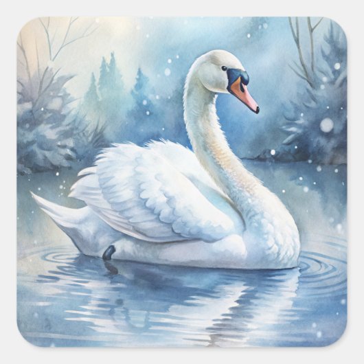 Ein wunderschöner Schwan Quadratischer Aufkleber (Vorderseite)