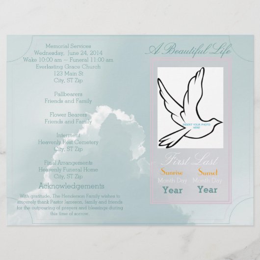 Ein wunderschöner Single für das Beerdigungsprogra (Vorderseite)