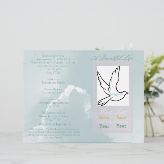 Ein wunderschöner Single für das Beerdigungsprogra (Stehend Vorderseite)