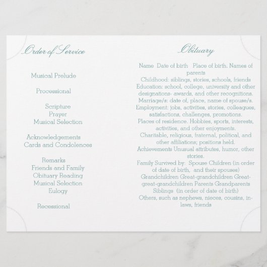 Ein wunderschöner Single für das Beerdigungsprogra (Rückseite)