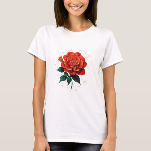 Ein wunderschöner T - Shirt mit roten Blume