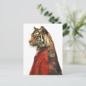Ein wunderschöner Tiger in einem Gewand Postkarte (Stehend Vorderseite)