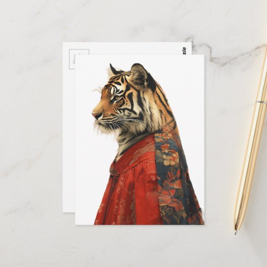 Ein wunderschöner Tiger in einem Gewand Postkarte (Vorderseite/Rückseite Beispiel)